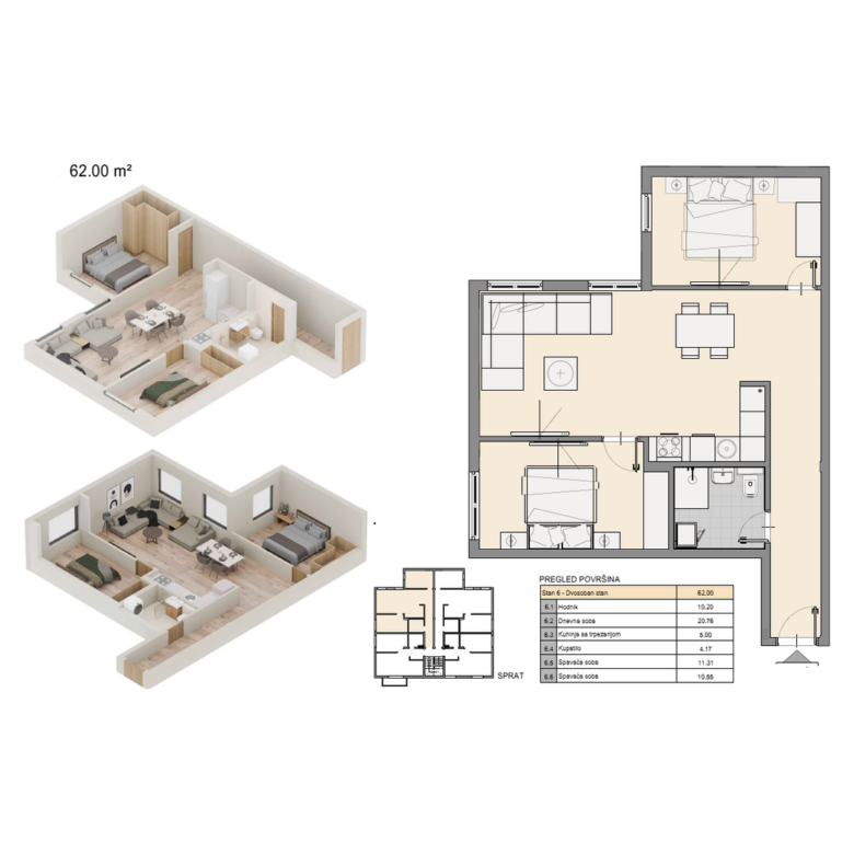 ZVEZDARA • CVETANOVA ĆUPRIJA | NOVOGRADNJA | 62 m² + TERASA 3 m2